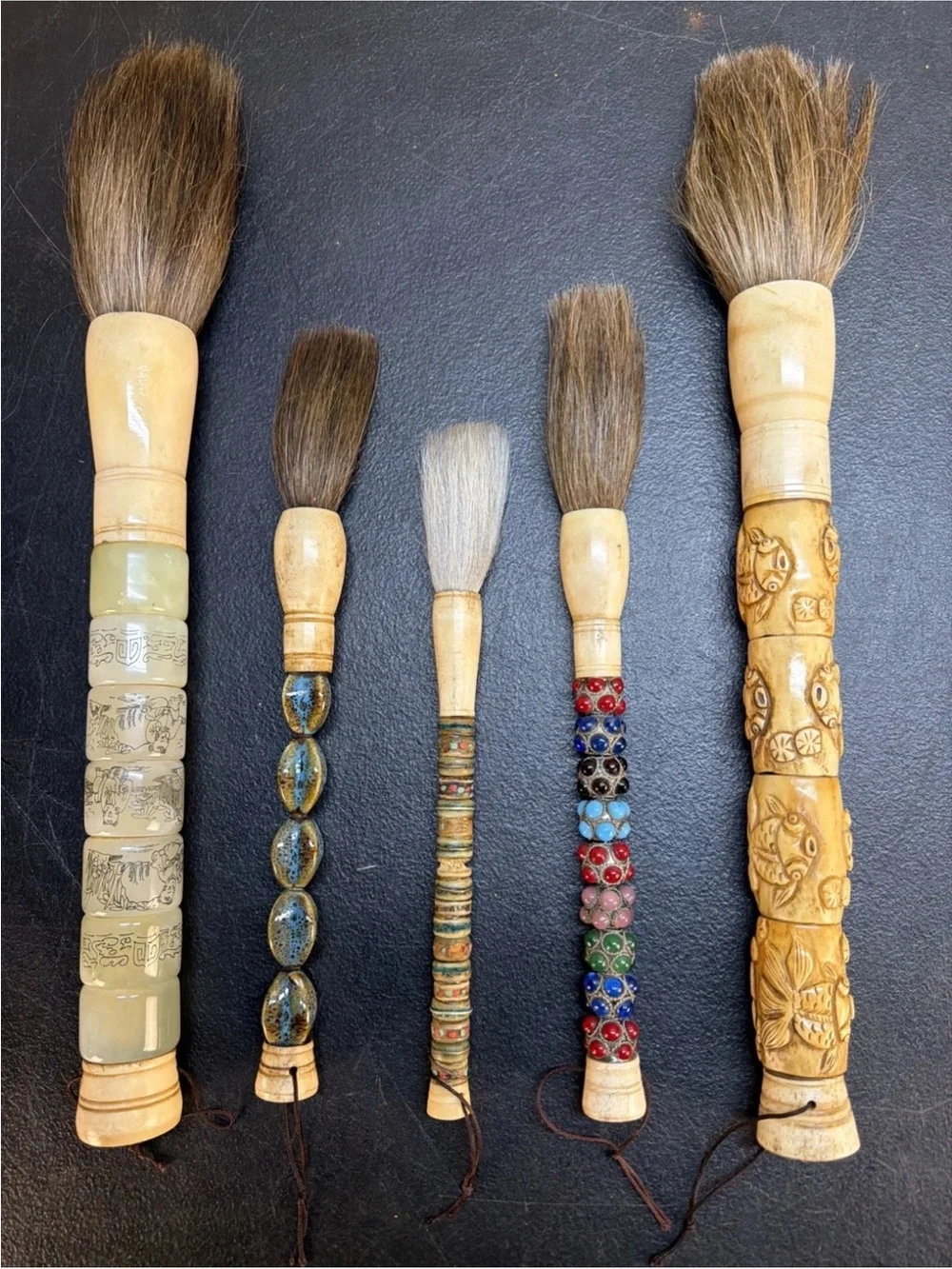 Antique GORGEOUS Asian Decorative Calligraphy Brushes - Picture 1 of 16